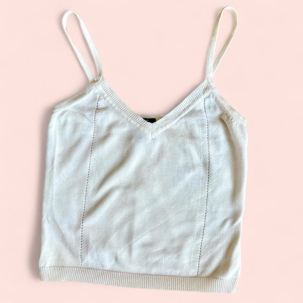 BCBG Max Azria | Delicate Cream Pointelle Knit Cami